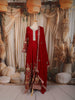 Royal Red Orange Floral Vine Zari Embroidered and Stone Embellished Design Georgette Long Anarkali Gown with Matching Dupatta