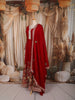 Royal Red Orange Floral Vine Zari Embroidered and Stone Embellished Design Georgette Long Anarkali Gown with Matching Dupatta