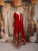 Royal Red Orange Floral Vine Zari Embroidered and Stone Embellished Design Georgette Long Anarkali Gown with Matching Dupatta