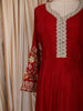 Royal Red Orange Floral Vine Zari Embroidered and Stone Embellished Design Georgette Long Anarkali Gown with Matching Dupatta