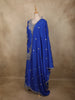 Royal Sapphire Blue Floral Sequins and Zari Embroidered Design Silk Palazzo Suit with Dupatta