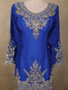 Royal Sapphire Blue Floral Sequins and Zari Embroidered Design Silk Palazzo Suit with Dupatta
