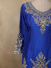 Royal Sapphire Blue Floral Sequins and Zari Embroidered Design Silk Palazzo Suit with Dupatta