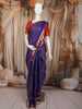 Royal Violet Blue Vaira Oosi Kattam Zari Woven Design Pure Kanchipuram Silk Bridal Wear Saree with Contrast Retta Petta Zari Border