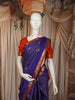 Royal Violet Blue Vaira Oosi Kattam Zari Woven Design Pure Kanchipuram Silk Bridal Wear Saree with Contrast Retta Petta Zari Border