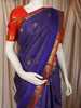 Royal Violet Blue Vaira Oosi Kattam Zari Woven Design Pure Kanchipuram Silk Bridal Wear Saree with Contrast Retta Petta Zari Border
