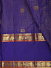 Royal Violet Blue Vaira Oosi Kattam Zari Woven Design Pure Kanchipuram Silk Bridal Wear Saree with Contrast Retta Petta Zari Border