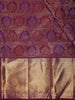Royal Violet Purple and Deep Magenta Checked Zari Woven Design Pure Kanchipuram Silk Saree with Zari Border