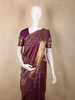 Royal Violet Purple and Deep Magenta Checked Zari Woven Design Pure Kanchipuram Silk Saree with Zari Border