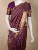 Royal Violet Purple and Deep Magenta Checked Zari Woven Design Pure Kanchipuram Silk Saree with Zari Border