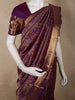 Royal Violet Purple and Deep Magenta Checked Zari Woven Design Pure Kanchipuram Silk Saree with Zari Border