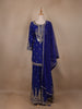 Royal Blue Floral Embroidery Crepe Sharara salwar Suit - Diadem