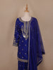 Royal Blue Floral Embroidery Crepe Sharara salwar Suit - Diadem