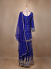 Royal Blue Floral Embroidery Crepe Sharara salwar Suit - Diadem