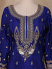 Royal Blue Floral Embroidery Crepe Sharara salwar Suit - Diadem
