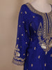 Royal Blue Floral Embroidery Crepe Sharara salwar Suit - Diadem