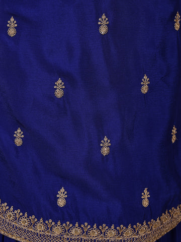 Royal Blue Floral Embroidery Crepe Sharara salwar Suit - Diadem