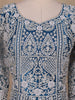 Royal Blue Floral Embroidery Net Bridal Gown - Diadem