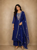 Royal Blue Floral Embroidery Tissue Silk Salwar Suit