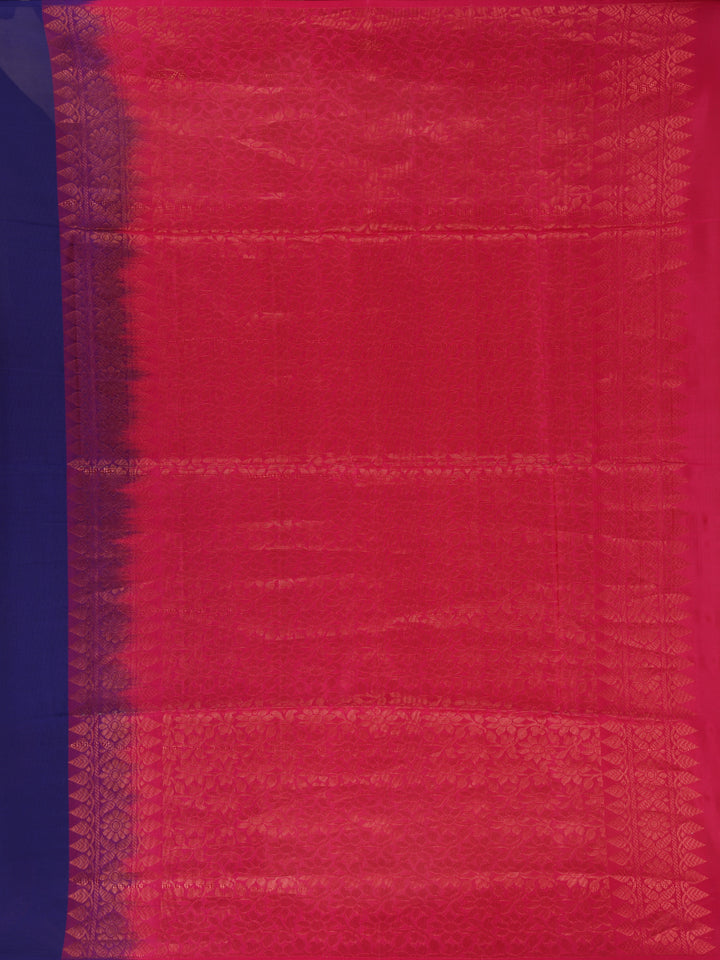 Royal Blue Floral Motif Woven Pure Kanchipuram Silk Saree - Diadem