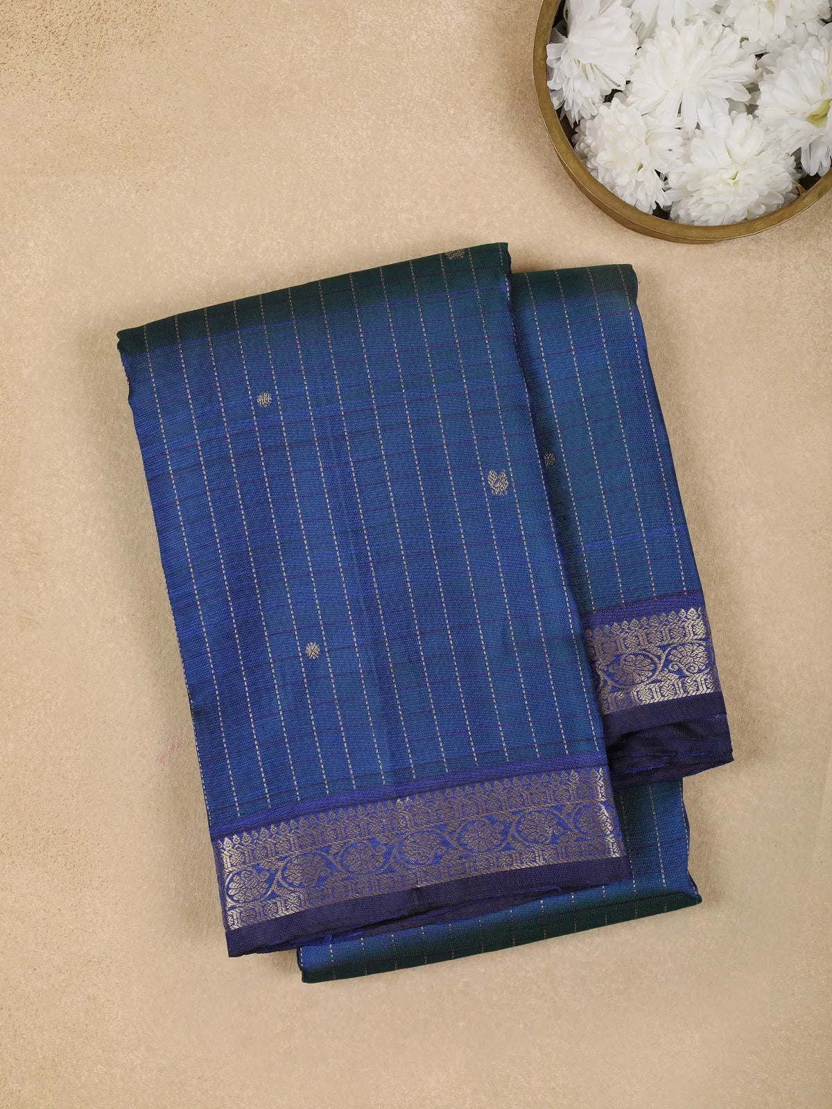 Royal Blue Butta Design Pure Kanchipuram Silk Saree