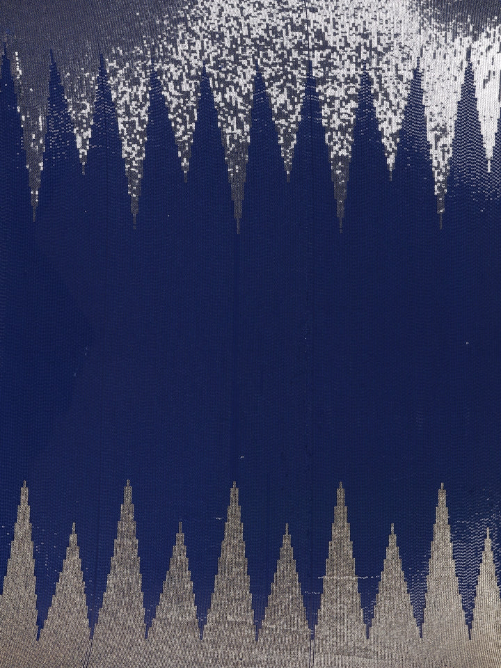 Royal Blue Sequin Embellished Chiffon Saree - Diadem