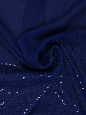 Royal Blue Sequin Embellished Chiffon Saree - Diadem