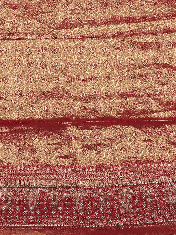 Royal Mauve Floral And Paisley Motifs Banarasi Silk Saree - Diadem