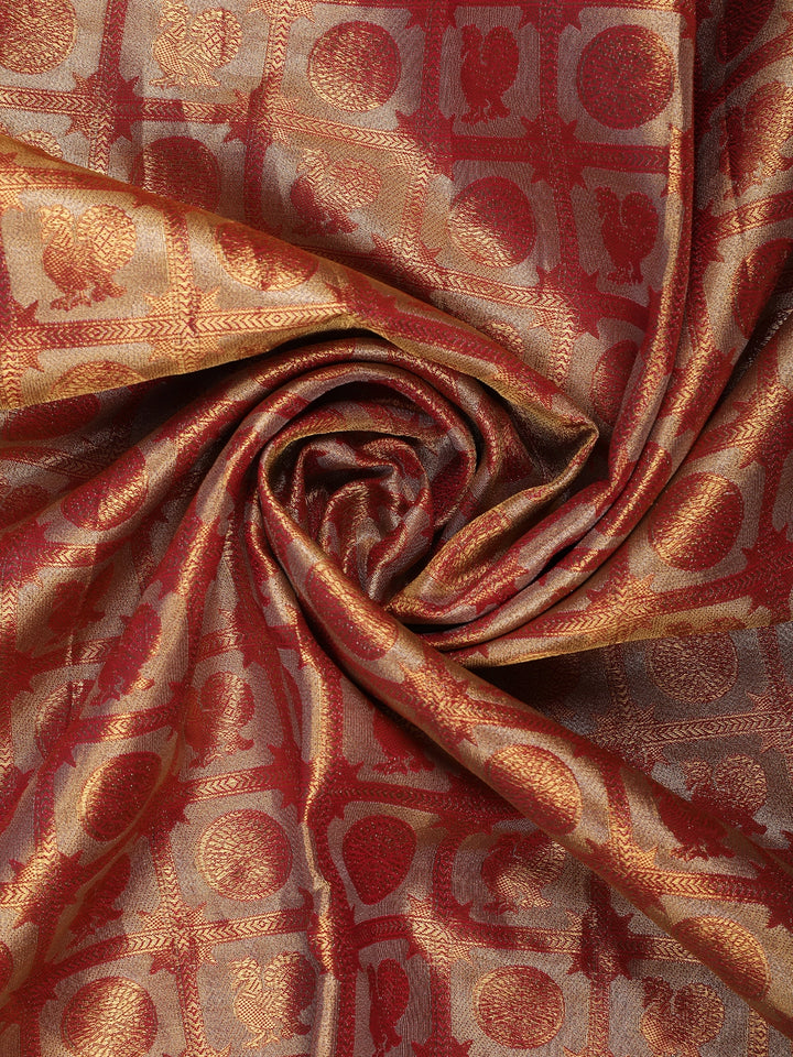 Royal Mauve Floral And Paisley Motifs Banarasi Silk Saree - Diadem