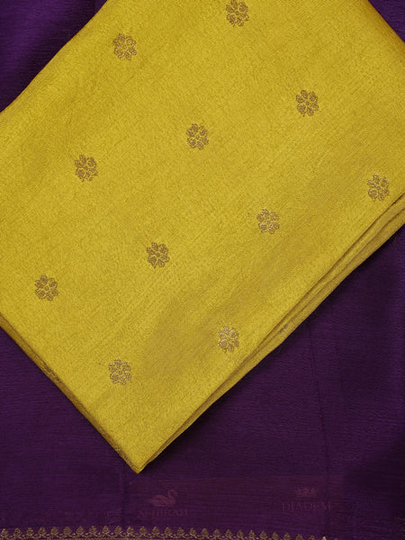 Royal Purple Antique Gold Zari Border Mysore Silk Saree - Diadem