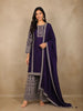 Royal Purple Floral Sequins and Thread Embroidered Crepe Palazzo Suit with Dupatta