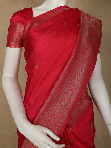 Ruby Pink Bird Design Raw Silk Saree - Diadem