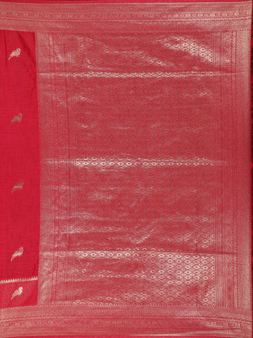 Ruby Pink Bird Design Raw Silk Saree - Diadem