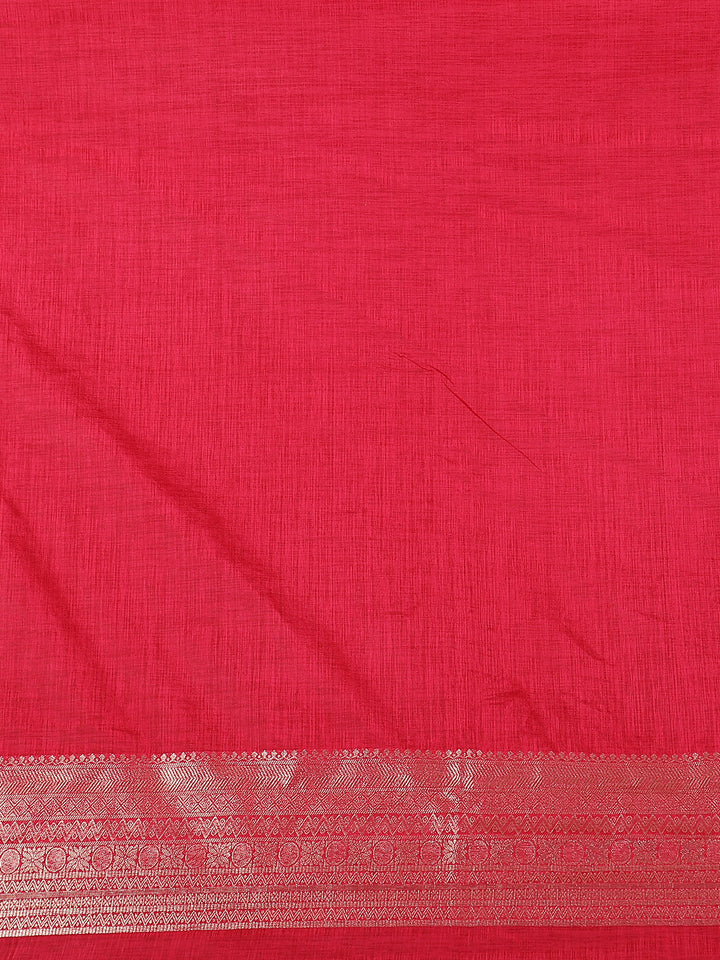 Ruby Pink Bird Design Raw Silk Saree - Diadem