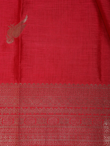 Ruby Pink Bird Design Raw Silk Saree - Diadem