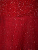 Ruby Red Beaded Net Gown with Deep Neck
