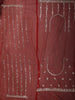Ruby Red Diagonal Striped Floral Vine Sequins and Beads Embroidered Design Net Party Wear Saree
