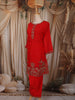 Ruby Red Floral Thread Embroidered Design Cotton Co Ord Set