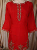 Ruby Red Floral Thread Embroidered Design Cotton Co Ord Set