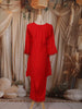 Ruby Red Floral Thread Embroidered Design Cotton Co Ord Set