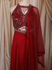 Ruby Red Heavy Sequins and Beads Embroidered Chiffon Indo Western Gown with Matching Dupatta