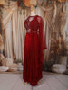 Ruby Red Heavy Sequins and Beads Embroidered Chiffon Indo Western Gown with Matching Dupatta