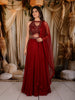 Ruby Red Heavy Sequins and Beads Embroidered Chiffon Indo Western Gown with Matching Dupatta