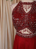 Ruby Red Heavy Sequins and Beads Embroidered Chiffon Indo Western Gown with Matching Dupatta