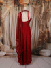 Ruby Red Heavy Sequins and Beads Embroidered Chiffon Indo Western Gown with Matching Dupatta