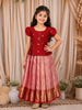 Ruby Red Paisley Zari Woven Design Art Silk Traditional Kids Pattu Pavadai Set