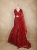 Ruby Red Sequins and Bead Embroidered Mermaid Lehenga Set with Dupatta