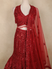 Ruby Red Sequins and Bead Embroidered Mermaid Lehenga Set with Dupatta