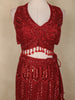 Ruby Red Sequins and Bead Embroidered Mermaid Lehenga Set with Dupatta