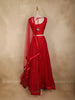 Ruby Red Sequins and Beads Embroidered Design Net Lehenga With Net Dupatta